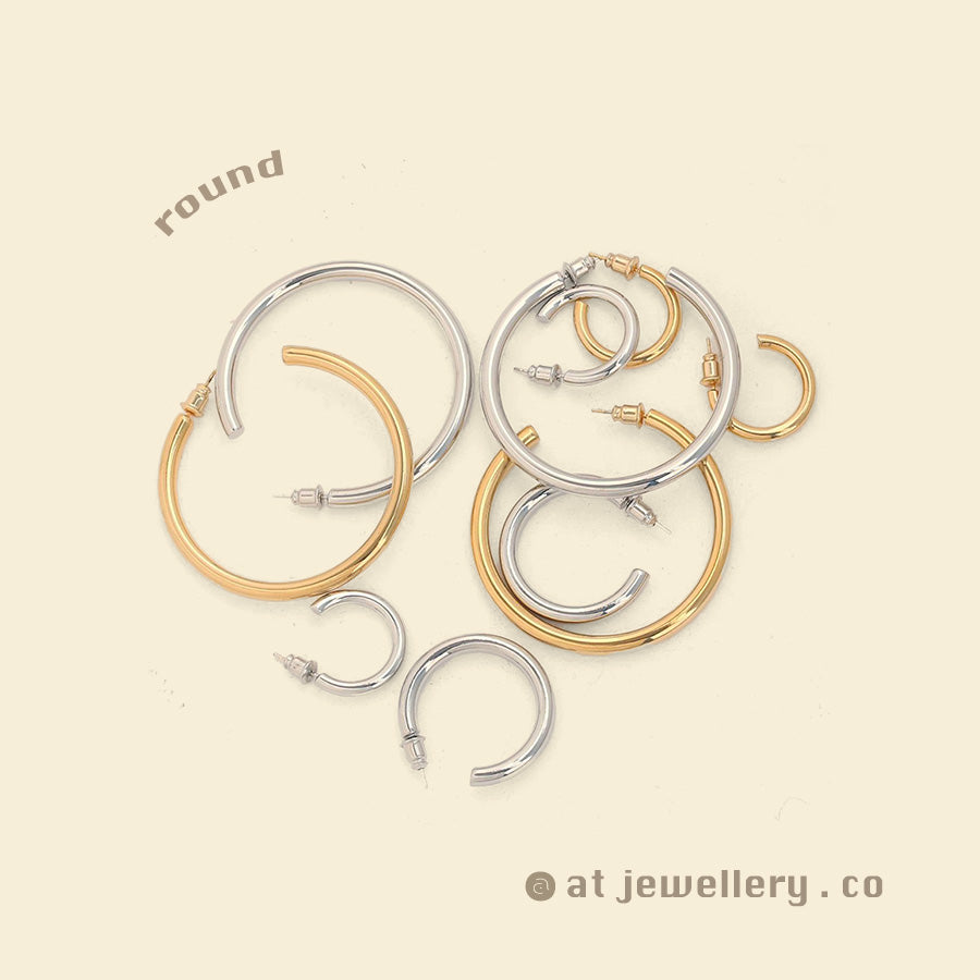 ROUND Hoop Earrings Set